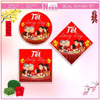 Tem Dán Tết, Decal Dán Tết Đong Đầy, Tem Dán Chúc Mừng Năm Mới Trang Trí Hộp Quà, Bánh, Kẹo, Mứt Ngày Tết.