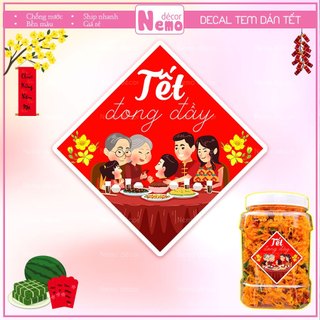 Tem Dán Tết, Decal Dán Tết Đong Đầy Hình Thoi, Tem Dán Chúc Mừng Năm Mới Trang Trí Hộp Quà, Bánh, Kẹo, Mứt Ngày Tết.