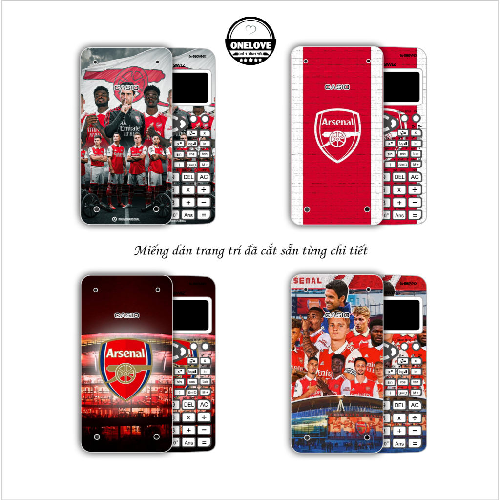 Miếng dán skin mẫu Arsenal cho máy tính bỏ túi Casio FX 580VNX , FX ...