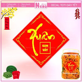 [2025-2026] Tem Dán Tết, Decal Dán Xuân Hình Thoi, Tem Dán Chúc Mừng Năm Mới Trang Trí Hộp Quà, Bánh, Kẹo, Mứt Ngày Tết.