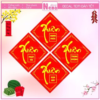 [2025-2026] Tem Dán Tết, Decal Dán Xuân Hình Thoi, Tem Dán Chúc Mừng Năm Mới Trang Trí Hộp Quà, Bánh, Kẹo, Mứt Ngày Tết.