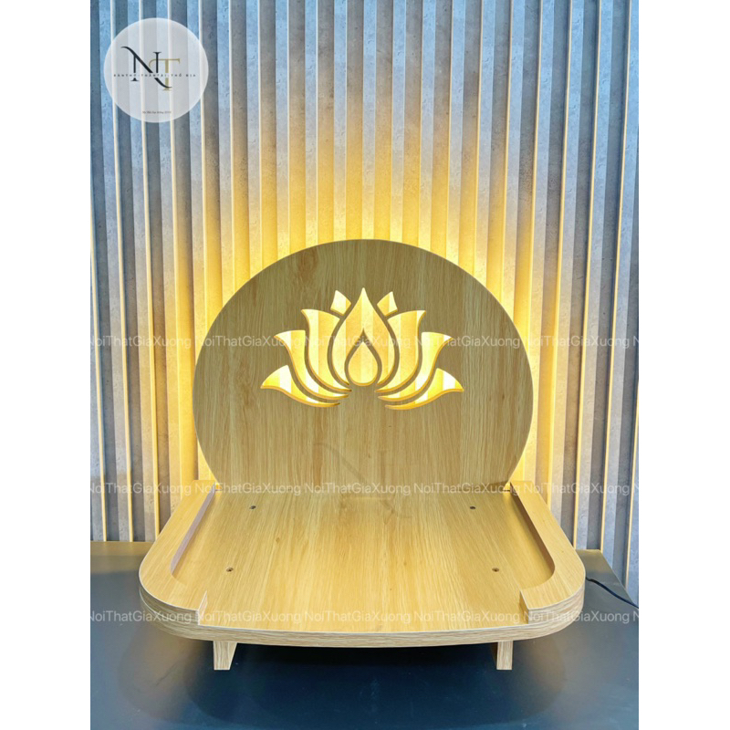 ( Có Đèn Led Sẵn - Sản Phẩm Tự Lắp Ráp ) BÀN THỜ TREO TƯỜNG HOA SEN XOÈ