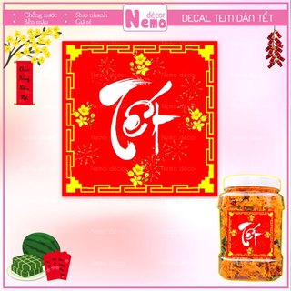 Tem Dán Tết, Decal Dán Tết Hình Tròn Thoi Vuông, Tem Dán Chúc Mừng Năm Mới Trang Trí Hộp Quà, Bánh, Kẹo, Mứt Ngày Tết.