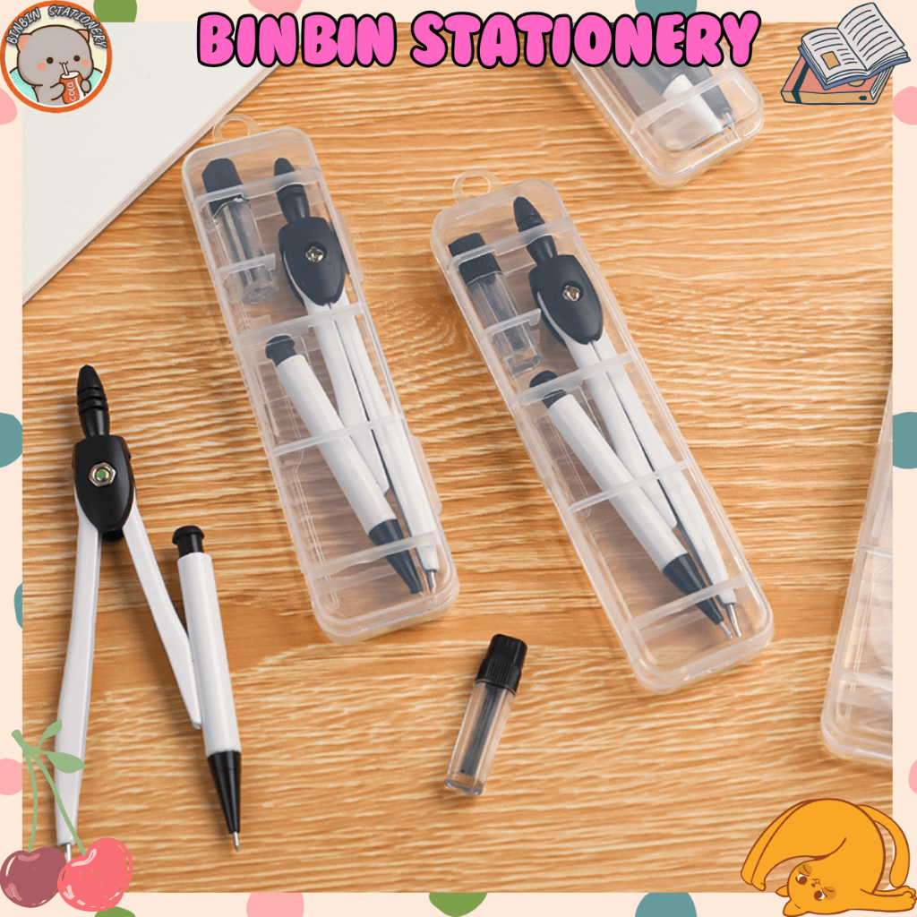 Bộ Compa bấm chì 2B học sinh màu basic, cứng cáp, kèm ruột thay, dụng ...
