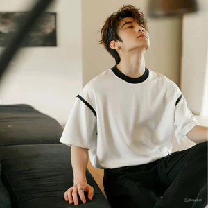 Áo thun Nam VIỀN VAI Cổ Tròn Menswear - Cotton 250MSG, Regular Fit, Mềm Mịn, Trẻ Trung - SHINGHAI
