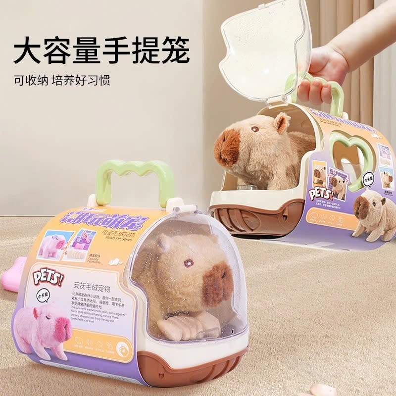 Lồng Capybara Thú Bông Biết Đi Kêu Capy Rùa Lồng Mèo Chó Thỏ Nuôi Thú Cưng Kèm Phụ Kiện Chăm Sóc- Đồ Chơi Cho Bé PUKAPI