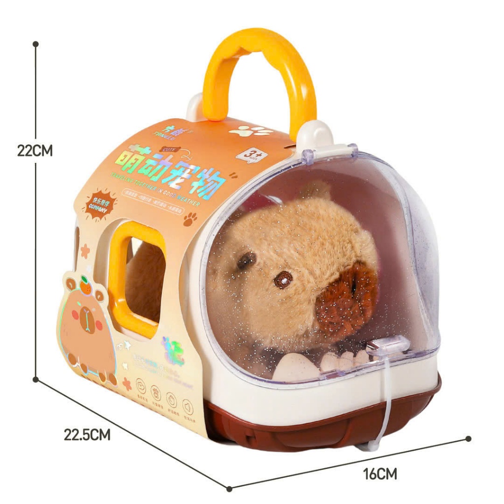 Lồng Capybara Thú Bông Biết Đi Kêu Capy Rùa Lồng Mèo Chó Thỏ Nuôi Thú Cưng Kèm Phụ Kiện Chăm Sóc- Đồ Chơi Cho Bé PUKAPI