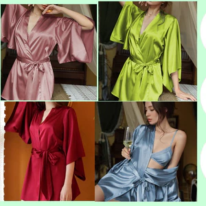 SX872 - Áo Choàng Ngủ lụa Dáng Kimono Nhiều Màu - KELLYWANG