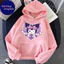 Áo Hoodie - Thời Trang Thu Đông, Chất Vải Nỉ Cotton Ấm Áp, Hình Kuromi Trái Tim Tím Int Girl (M 90)