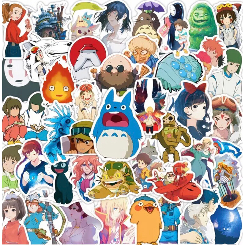 60  sticker hoạt hình ghibli studio  trang trí sổ tay note book laptop mũ bảo hiểm chống nước tốt