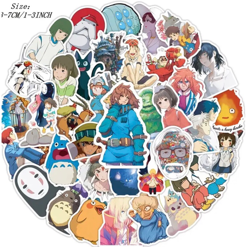 60  sticker hoạt hình ghibli studio  trang trí sổ tay note book laptop mũ bảo hiểm chống nước tốt