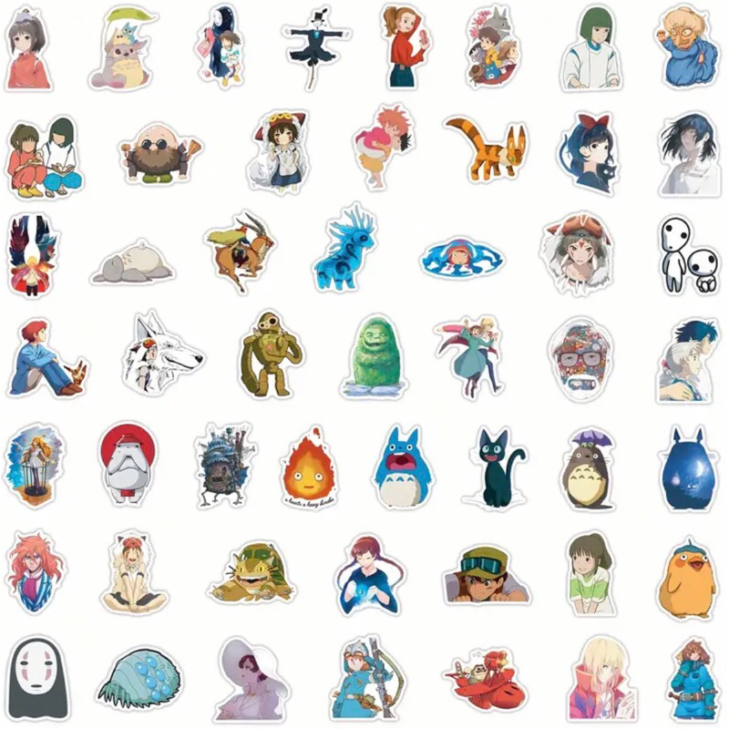 100 Sticker ghibli studio anime dán mũ bảo hiểm, điện thoại, đàn guitar, laptop, vali,…