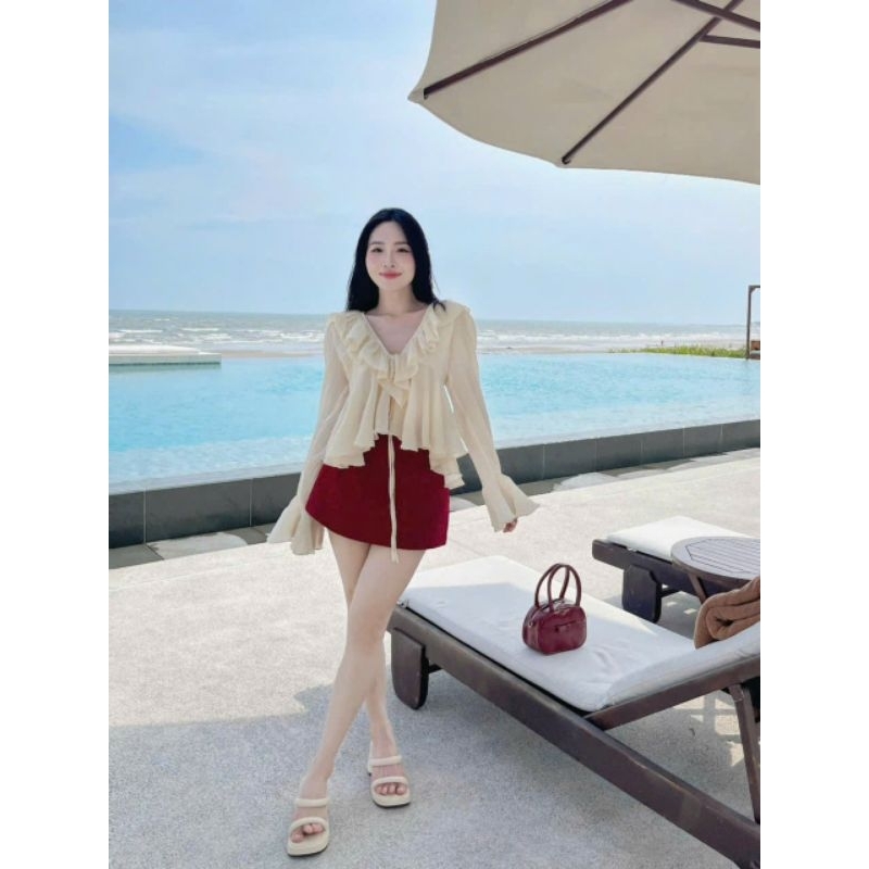 Set bộ chân váy mix áo voan tơ mềm mịn, nữ tính xinh lung linh
