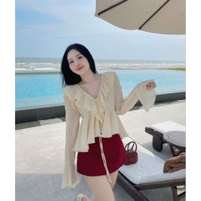 Set bộ chân váy mix áo voan tơ mềm mịn, nữ tính xinh lung linh