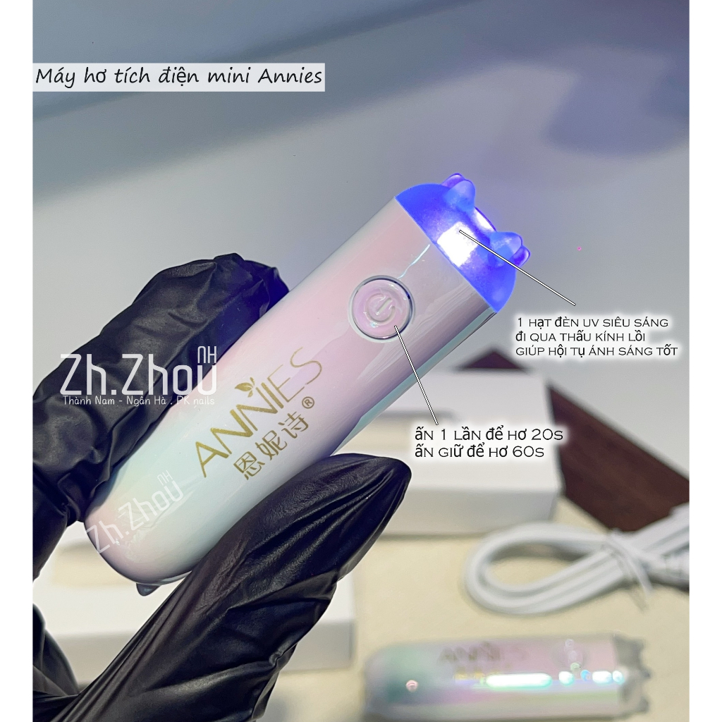 Đèn Hơ Mini annies cao cấp, máy hơ móng tay 1 bóng Cao Cấp (Sạc tích điện), đèn hơ LED/UV , máy sấy gel