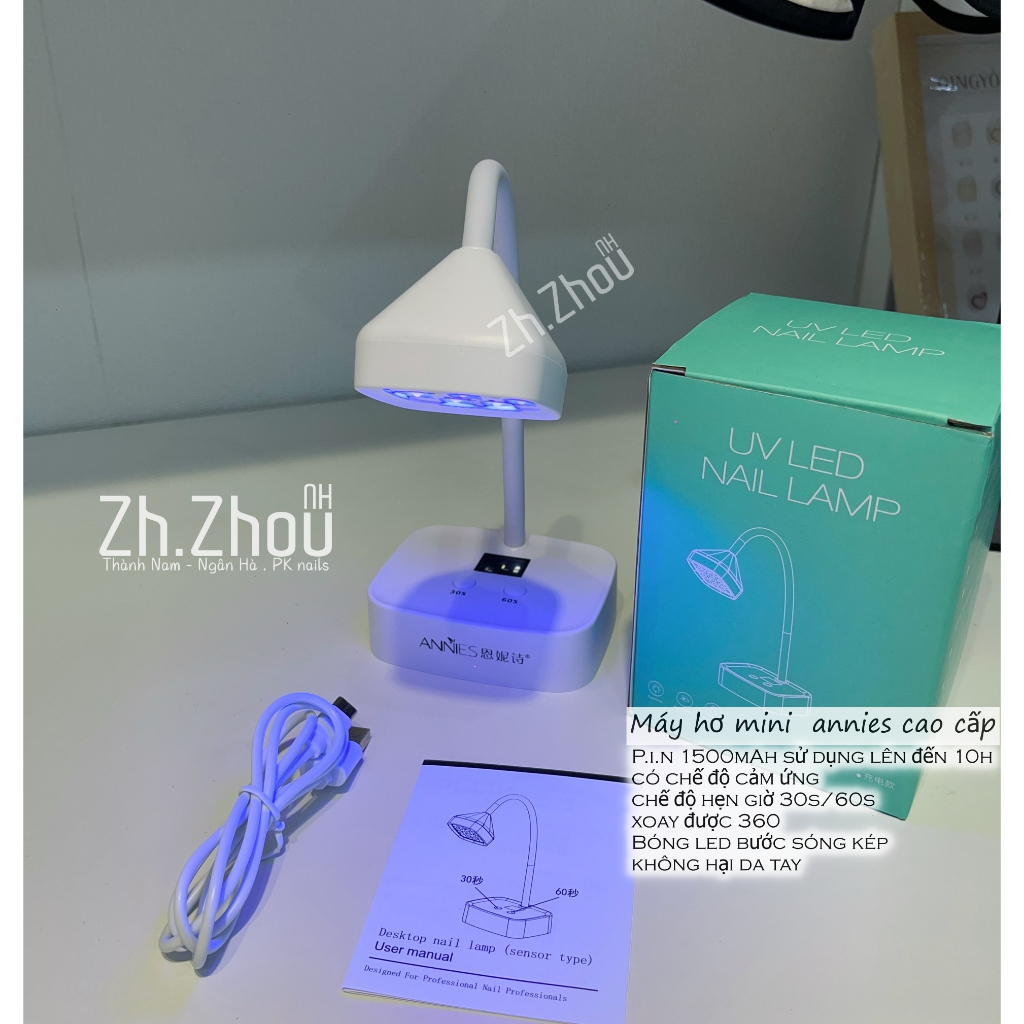 Đèn Hơ Mini annies cao cấp, máy hơ móng tay 1 bóng Cao Cấp (Sạc tích điện), đèn hơ LED/UV , máy sấy gel