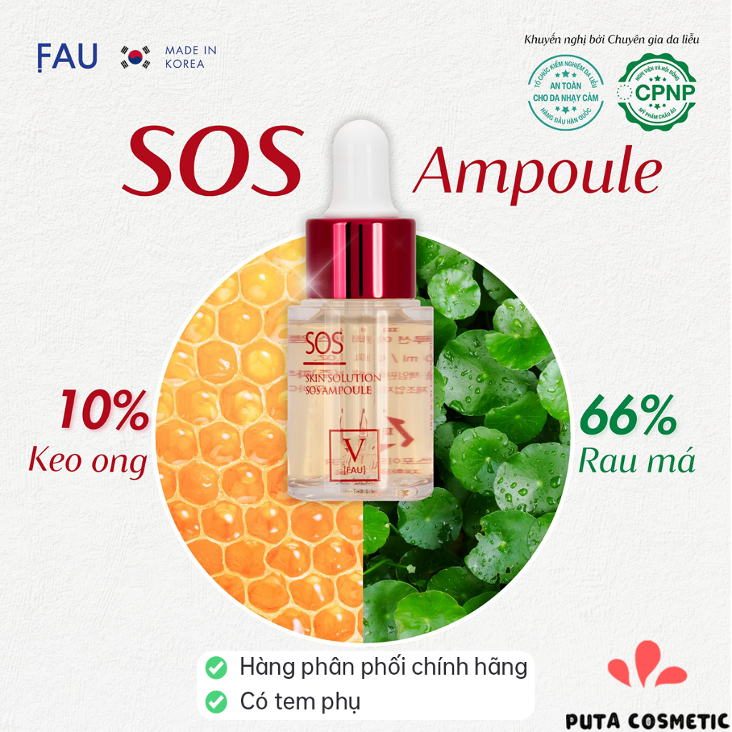 FAU SOS Ampoule 10ml - Tinh chất chấm mụn giảm đỏ phục hồi da