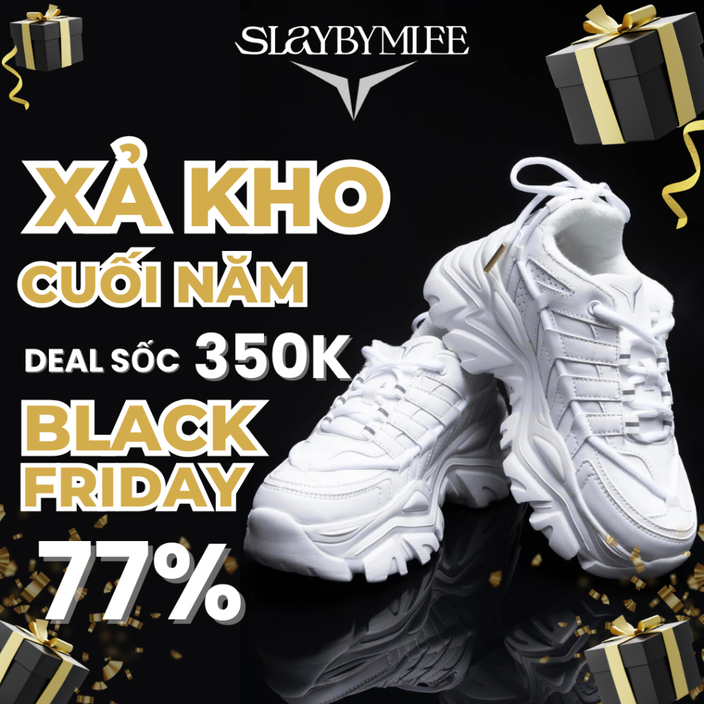 Giày đế cao SLAY BY MLEE, Sneaker Chunky All - White, Hàng chính hãng cao cấp