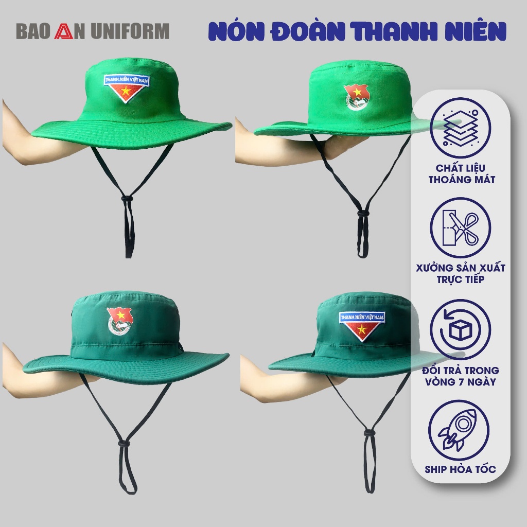Nón Tai Bèo Đoàn Thanh Niên Việt Nam Rộng Vành Che Nắng Khi Đi Ngoại Khóa