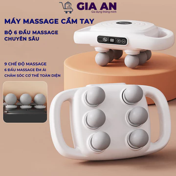Máy Massage Cầm Tay Thông Minh 6 Đầu Massage, 8 Chế Độ, Lực Massage 30kg, Súng Massage Giảm Đau Nhức Cổ Vai Gáy
