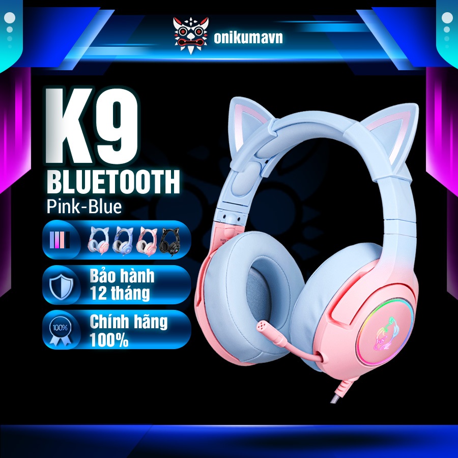 Tai Nghe Gaming Tai Mèo ONIKUMA K9 Có dây, Âm Thanh Nổi, Miro Chống Ồn, Tương Thích Nhiều Thiết Bị