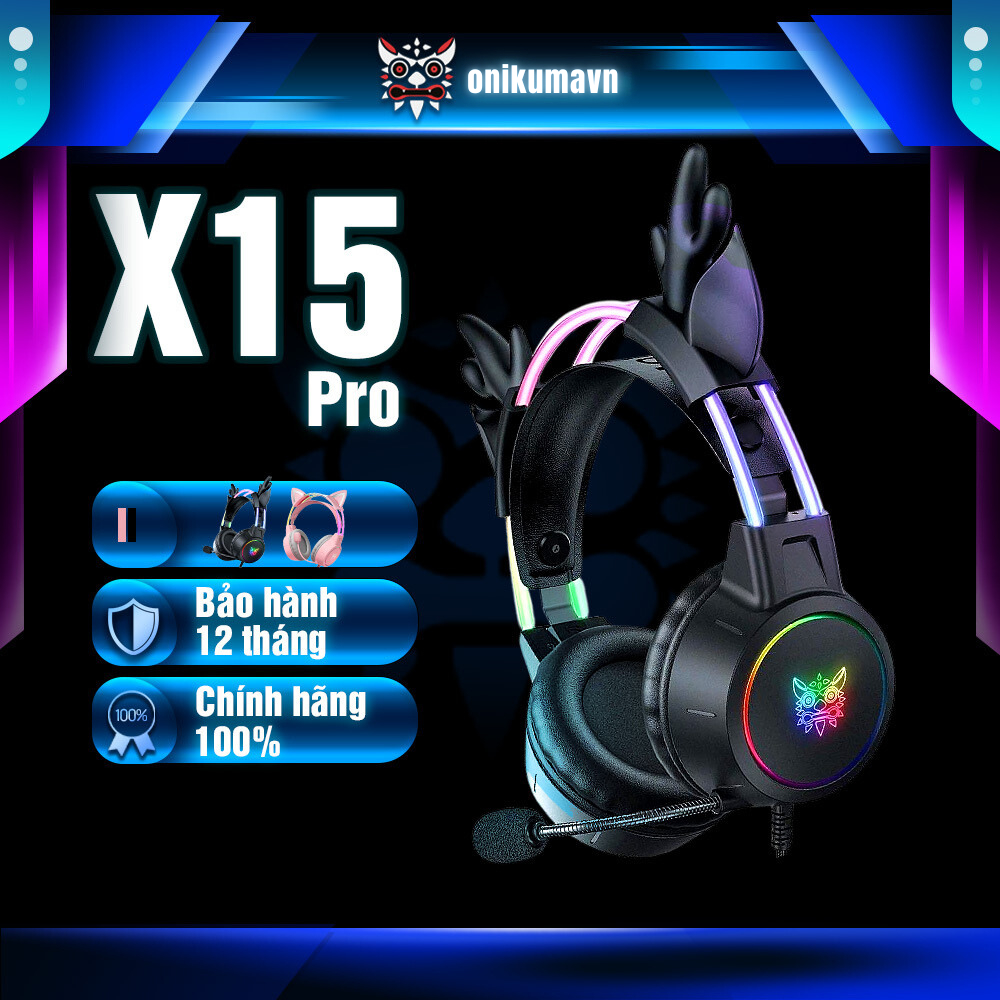 Tai nghe Gaming Tai Hươu ONIKUMA X15 Pro Có Dây, Âm Thanh Vòm Nổi, Micro Khử Ồn, RGB