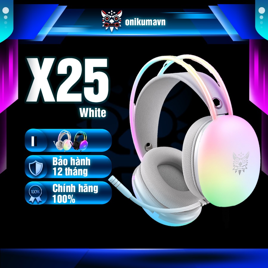 Tai Nghe Gaming ONIKUMA X25 Có Dây,  Âm Thanh Nổi 3D,  Micrô Chống Ồn Đa Hướng
