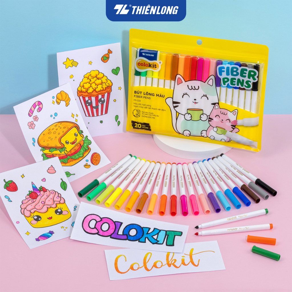 Ảnh Bút lông màu Fiber Pen Thiên Long Colokit - Combo bút lông màu Fiber Pen 40/56/76 cây màu rửa được 3