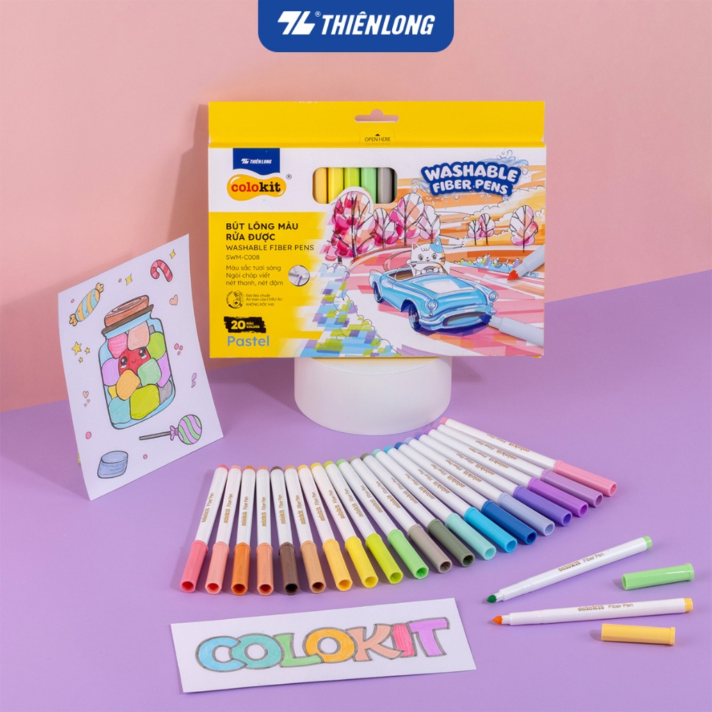 Ảnh Bút lông màu Fiber Pen Thiên Long Colokit - Combo bút lông màu Fiber Pen 40/56/76 cây màu rửa được 4