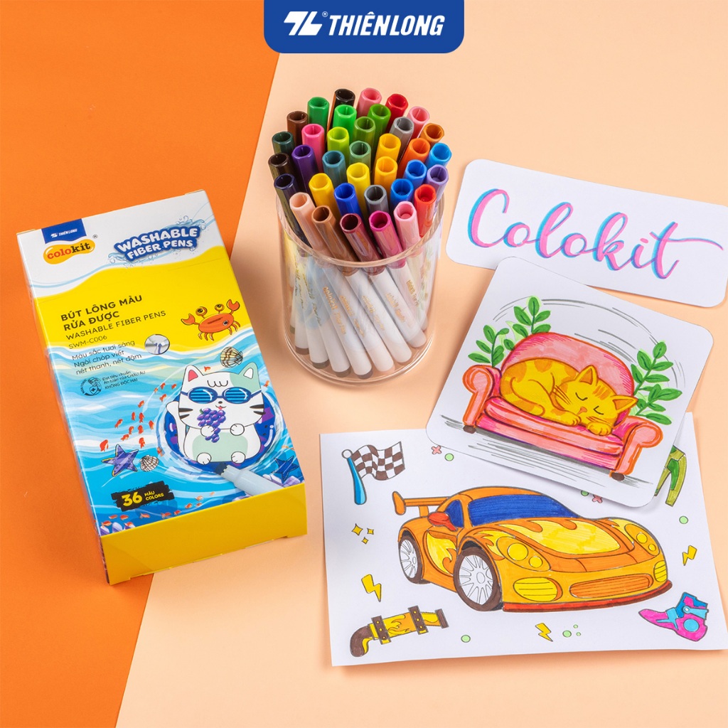 Ảnh Bút lông màu Fiber Pen Thiên Long Colokit - Combo bút lông màu Fiber Pen 40/56/76 cây màu rửa được 2