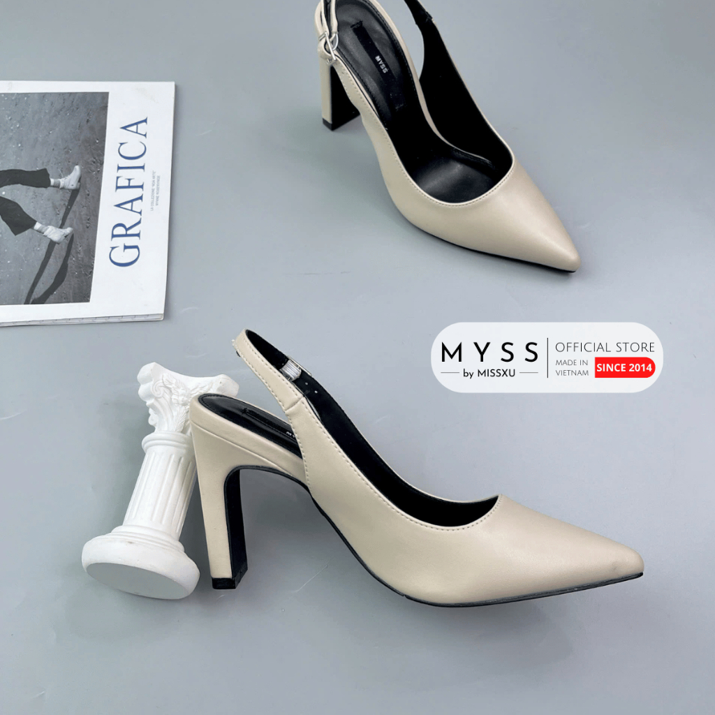 Giày nữ cao gót MYSS mũi nhọn quai sau 9cm thời trang - CG171