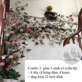 Combo dây giả- dây hồng leo cổ treo tường (lưu ý khách chọn combo nhưng muốn mix màu khác vui lòng chat với shop)