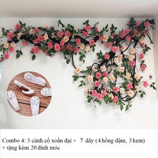 Combo dây giả- dây hồng leo cổ treo tường (lưu ý khách chọn combo nhưng muốn mix màu khác vui lòng chat với shop)