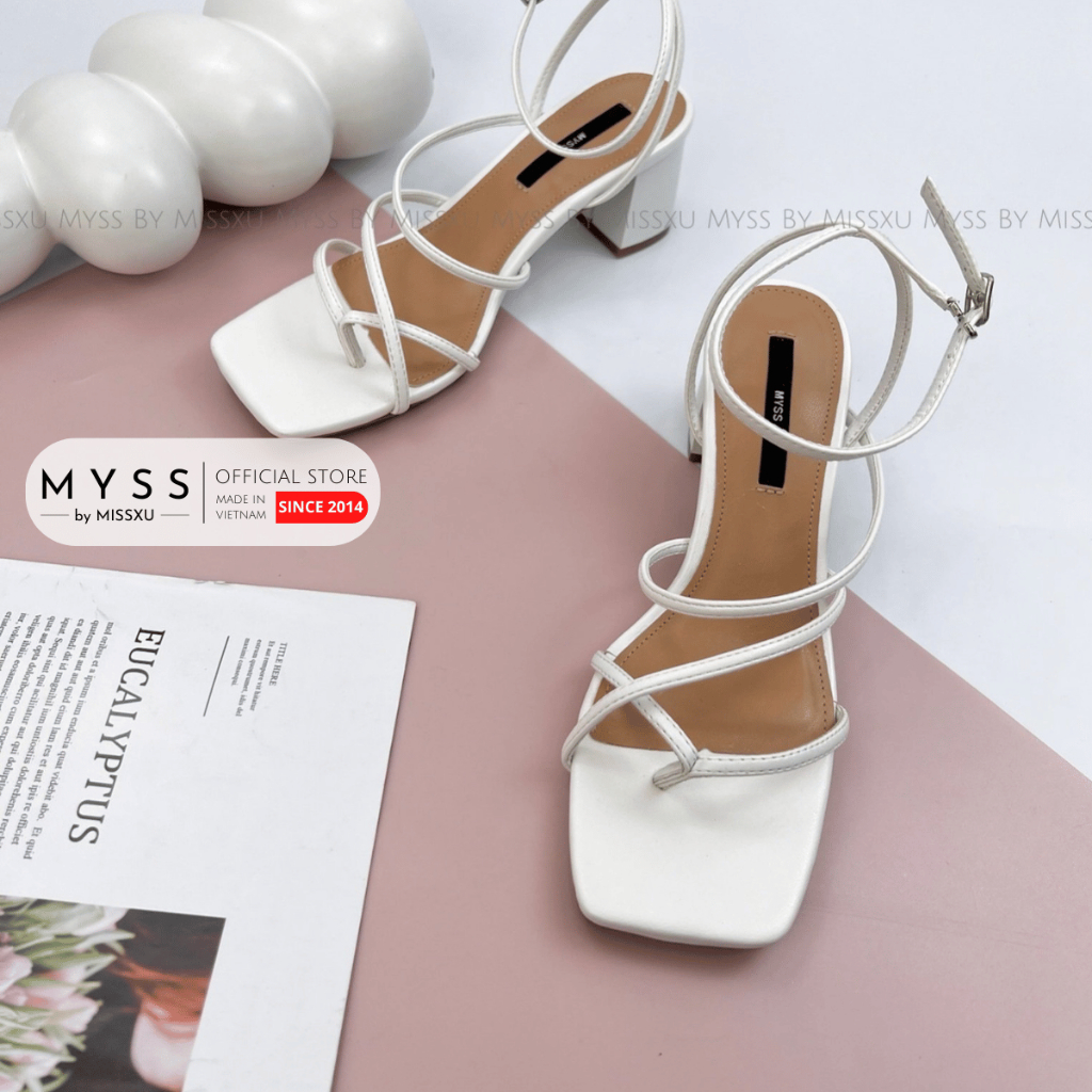 Giày sandal nữ MYSS xỏ ngón phối quai chéo quàng cổ chân 6cm thời trang - SD154