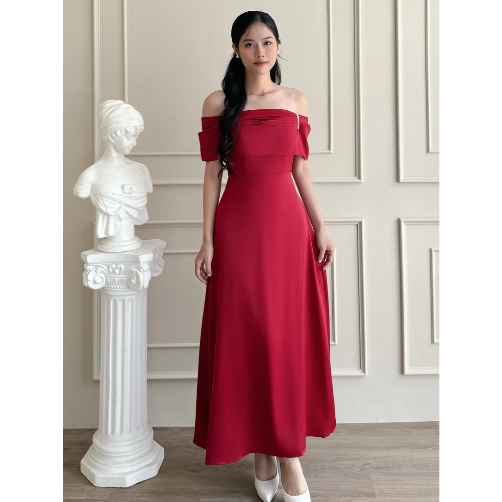 Ảnh BBSTORE'S Đầm Dự Tiệc Trễ Vai Form Dài Nhún Ngực Kiểu Dáng Trẻ Trung - D746 2