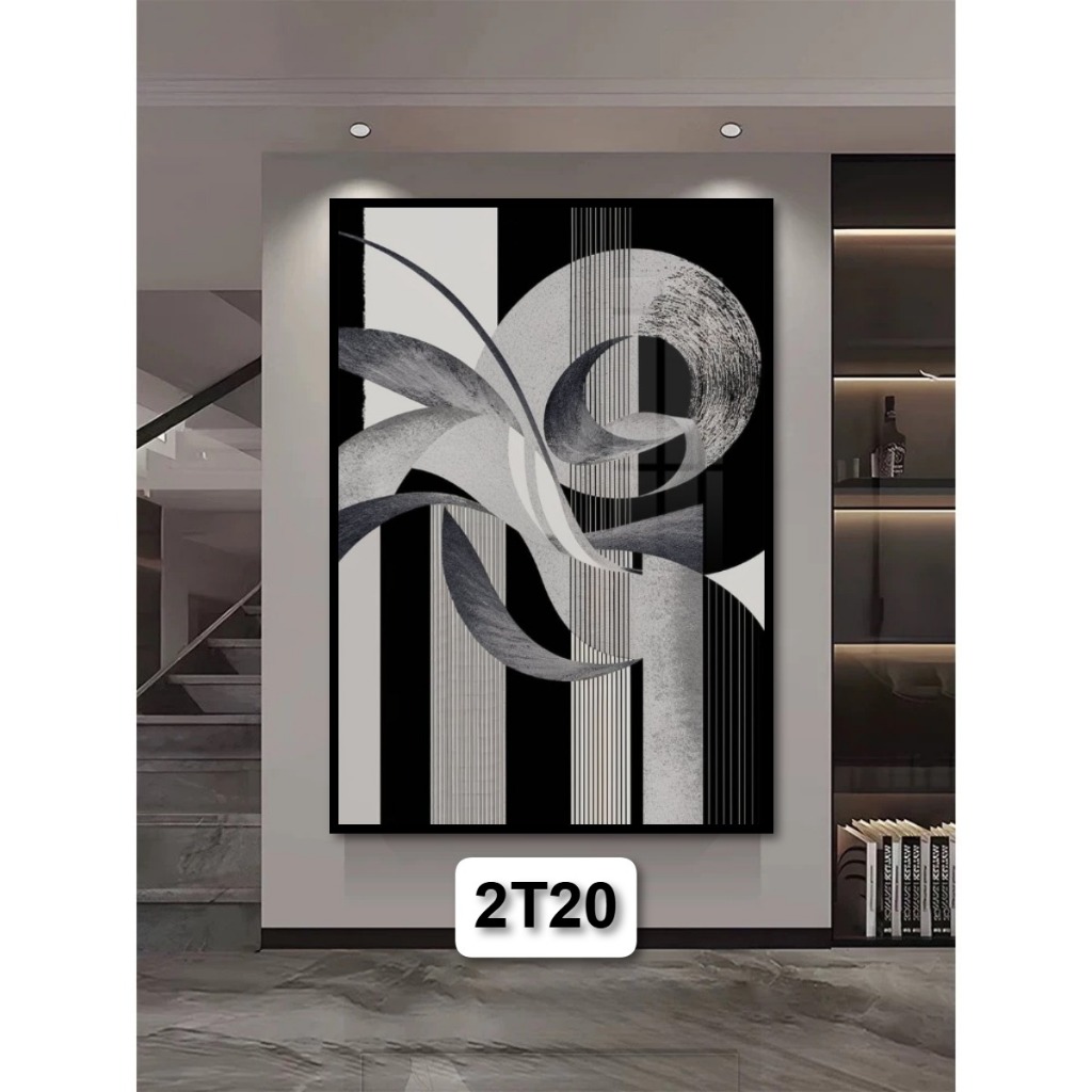 Tranh Trừu Tượng Treo Tường Trang Trí Phòng Khách/ Khách Sạn/ Decor Phòng Làm Việc Hiện Đại Tranh Gỗ Có Khung Cao Cấp