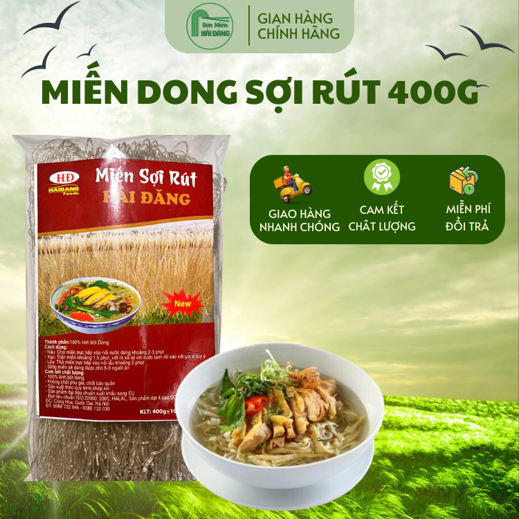 Miến Sợi Rút Hải Đăng Nguyên Chất Từ Củ Dong Riềng Túi 400g Ăn Kiêng ...