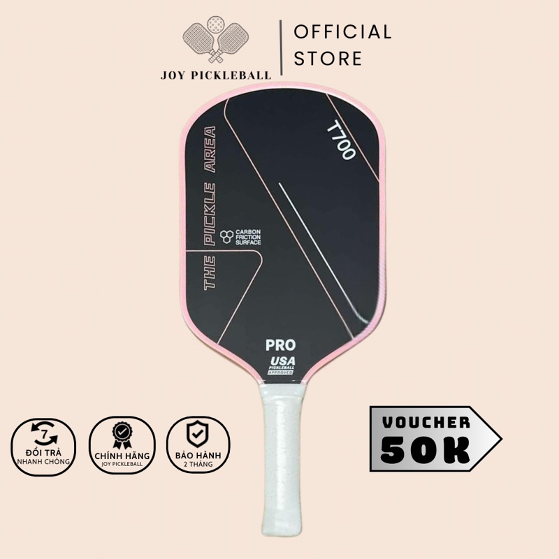 ( HOẢ TỐC ) Vợt Pickleball T700 PRO Viền Hồng, mặt carbon siêu nhám