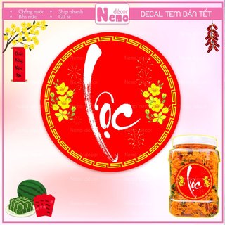 Tem Dán Tết, Decal Dán Chữ Phúc - Lộc - Thọ, Tem Dán Decor Trang Trí Hộp, Giỏ Quà, Bánh, Kẹo, Mứt Ngày Tết Tươi Sáng.