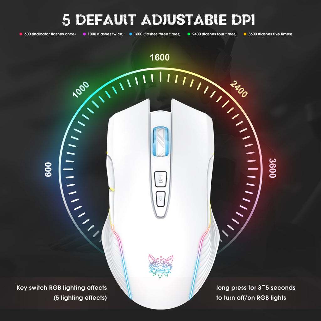 Chuột Gaming Không Dây ONIKUMA CW905 - 3600 DPI,  Led RGB