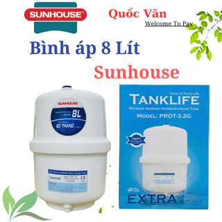 Bình áp nhựa 8 Lít Sunhouse - Tặng kèm van bình áp - Bảo hành 6 tháng