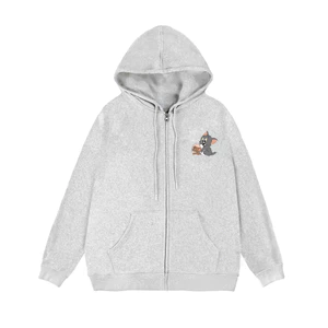 Áo Khóa Trẻ Em Có Túi Bên Trong Vải Nỉ Cotton Mềm Mịn, Hình Mèo Lau Đầu Cho Chuột Cho Bé (M 148)
