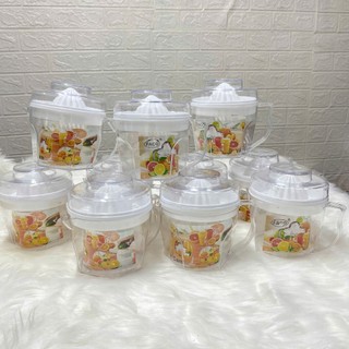 Dụng cụ vắt cam trong suốt chất liệu nhựa Cao Cấp có lưới lọc, nắp đậy kèm ca đong định mức