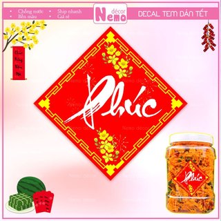 Tem Dán Tết, Decal Dán Chữ PHÚC Hình Thoi, Tem Dán Decor Trang Trí Hộp, Giỏ Quà, Bánh, Kẹo, Mứt Ngày Tết.