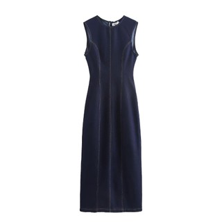Đầm Zara made in Morocco denim midi không tay