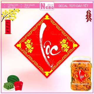 Tem Dán Tết, Decal Dán Chữ LỘC Hình Thoi, Tem Dán Decor Trang Trí Hộp, Giỏ Quà, Bánh, Kẹo, Mứt Ngày Tết.