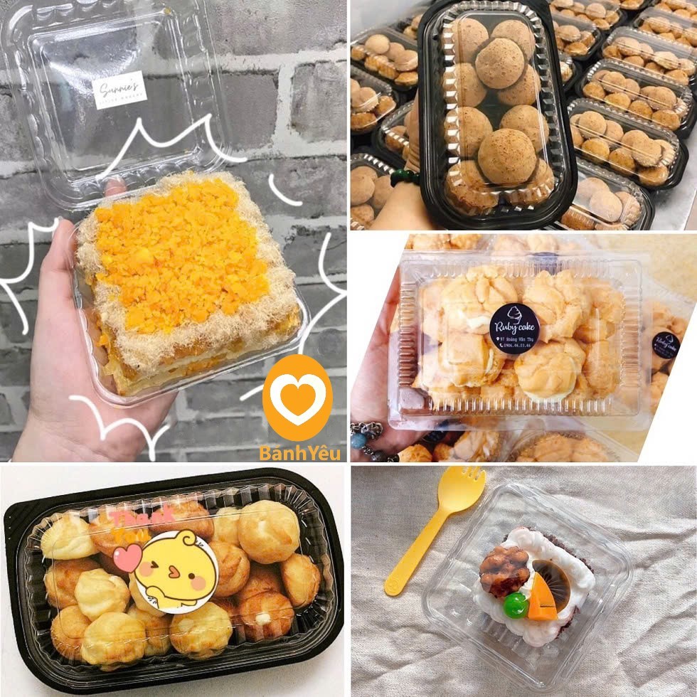 Hộp đựng (H55, H30, H127, HT17) bánh su, bánh donut/ hộp nhựa đựng xôi, bông lan trứng muối-Bộ 10 hộp (BGTC)