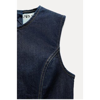 Đầm Zara made in Morocco denim midi không tay