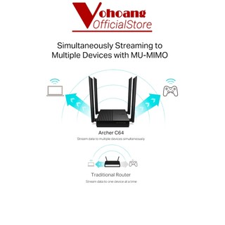 Bộ phát WiFi TP-LINK Archer C64 Băng Tần Kép Gigabit MU-MIMO AC1200