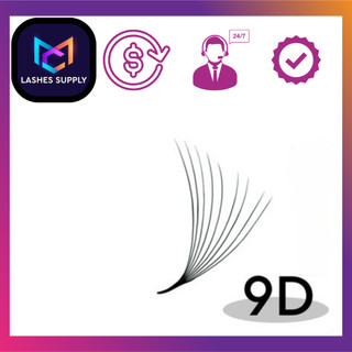 Mi fan 9D LASHES SUPPLY độ cong C, CC, D, độ dày 0.07, 1 hộp 500 fan, mi volume 9D